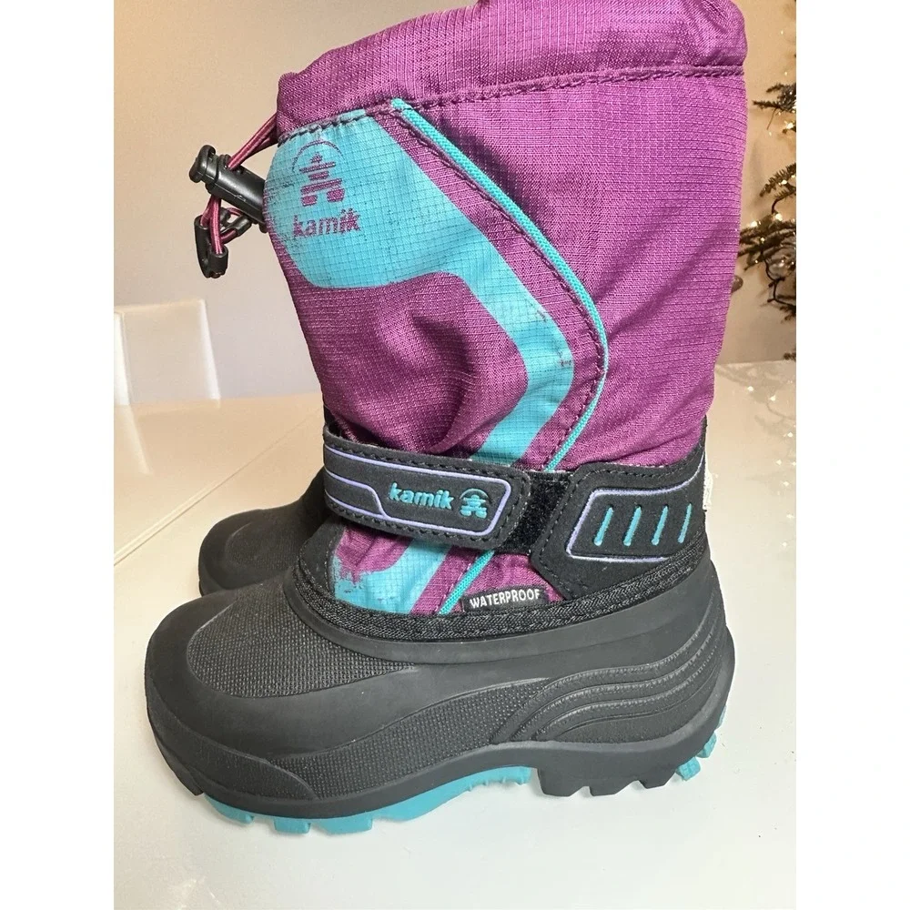 Kamik Kid's  Waterproof Boots Purple / Aqua  Sz. 11